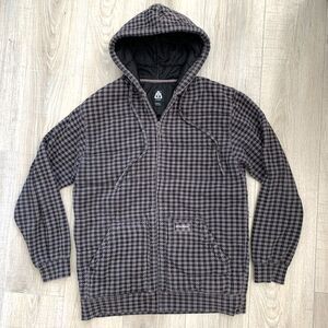 Matix Hoodie Zip Up Hooded Jacket Asher Quilted Fleece Black Taupe Men’s M